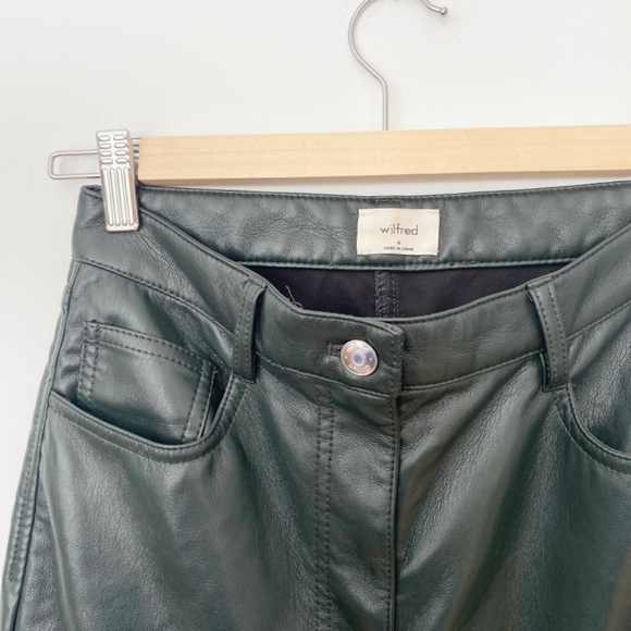SOLD-Wilfred dark green vegan leather pants - Picture 3 of 7